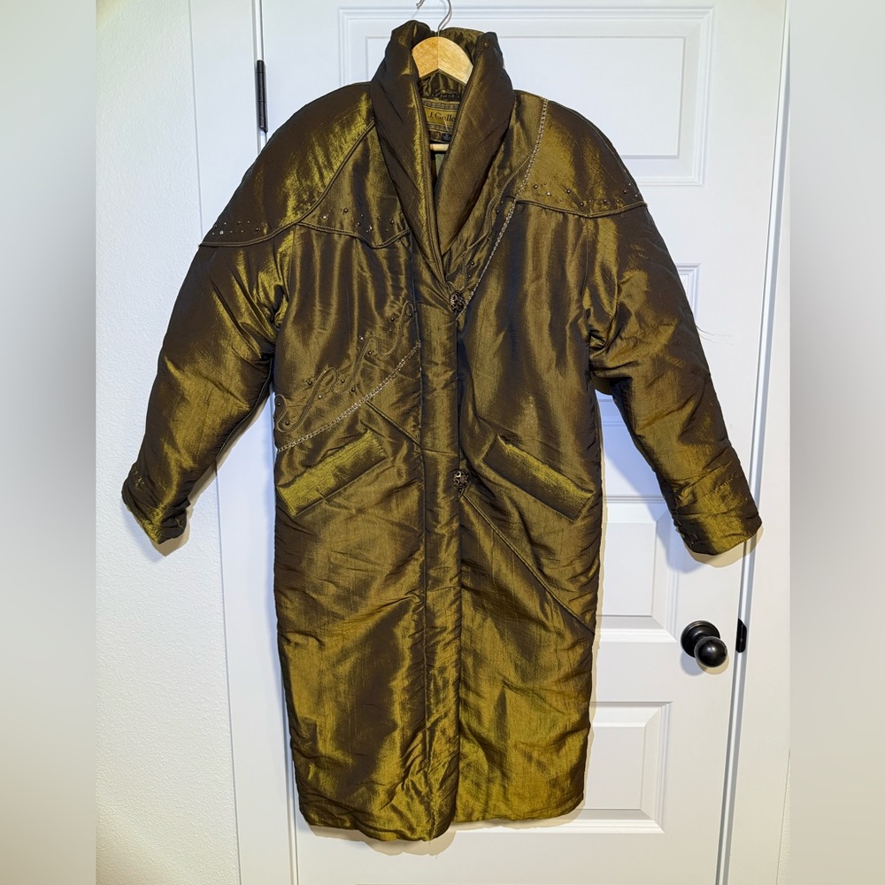 Vintage J Gallery Gold Long Puffer Coat